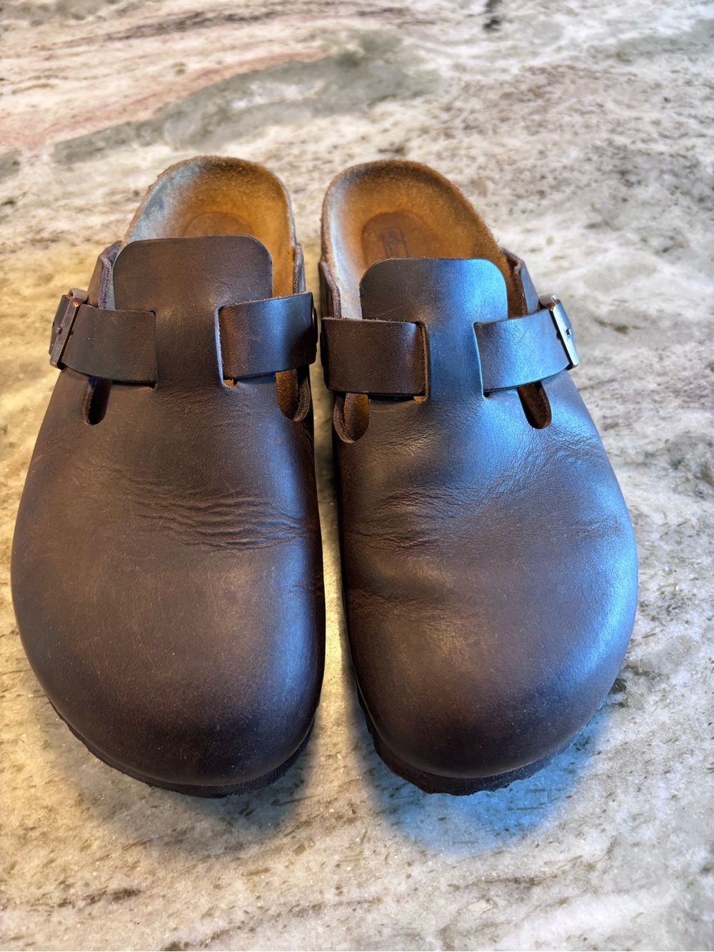 Birkenstock Women's Brown Leather Slip-On Clogs